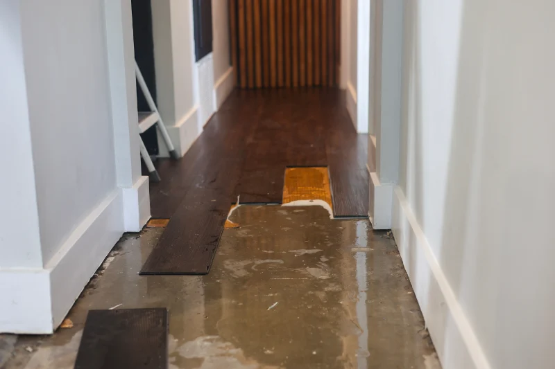 Water damage in a hallway