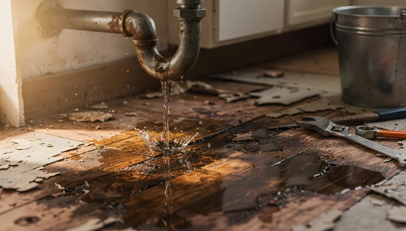 Broken, leaking pipe