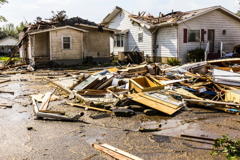 House with damage from a tornado