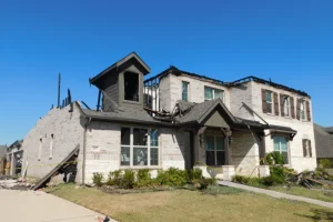 Fire damage to house