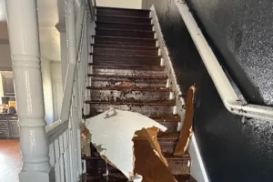 water damage to stairs